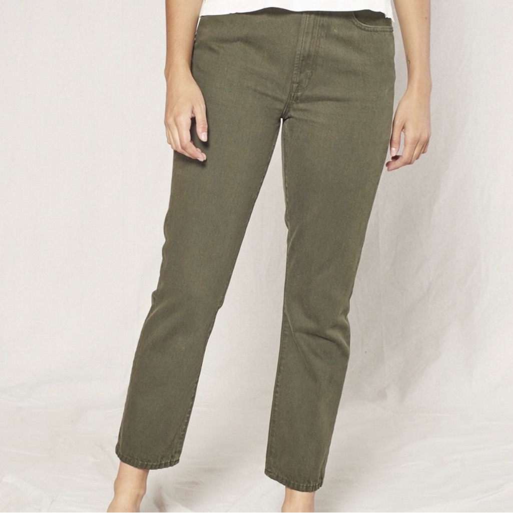 Outerknown Sea Jeans Dune High Rise Straight Leg Jeans Olive Green Size 26